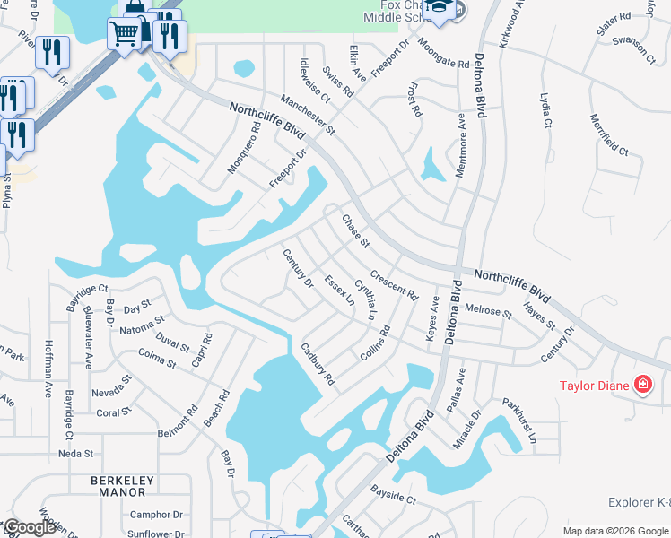 map of restaurants, bars, coffee shops, grocery stores, and more near 4578 Essex Lane in Spring Hill