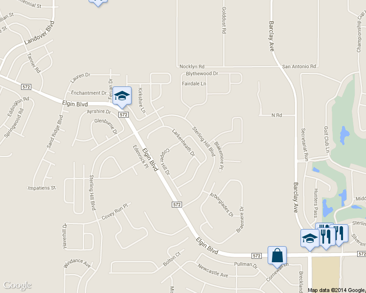 map of restaurants, bars, coffee shops, grocery stores, and more near 4447 Larkenheath Drive in Spring Hill