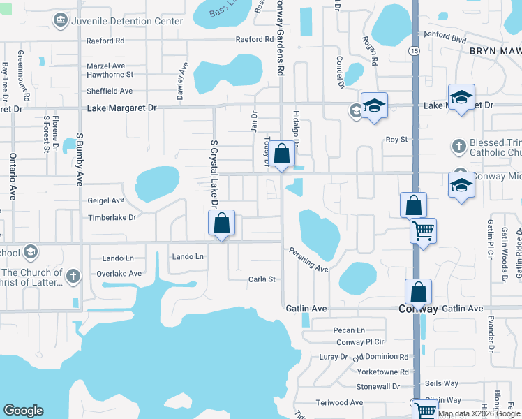 map of restaurants, bars, coffee shops, grocery stores, and more near 3403 Charow Lane in Orlando