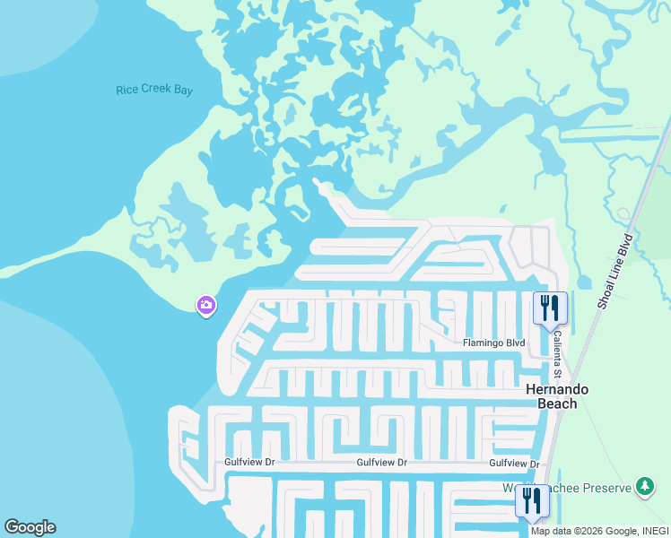 map of restaurants, bars, coffee shops, grocery stores, and more near 3303 Minnow Creek Drive in Hernando Beach