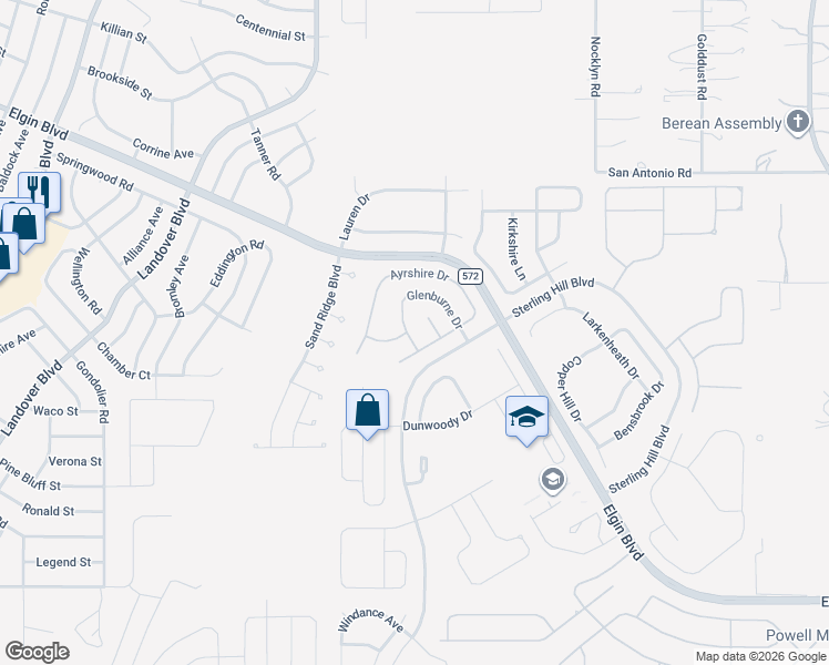 map of restaurants, bars, coffee shops, grocery stores, and more near 4680 Glenburne Drive in Spring Hill