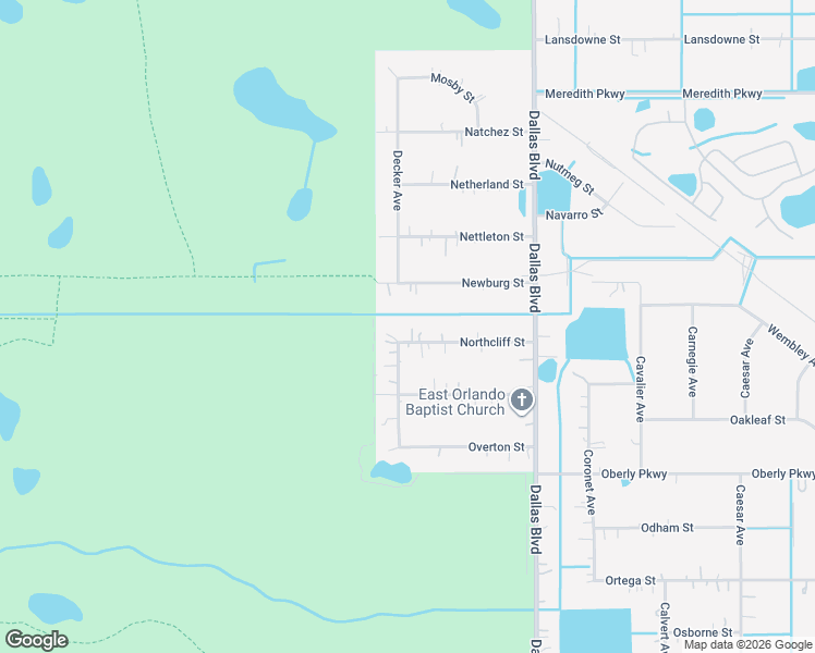 map of restaurants, bars, coffee shops, grocery stores, and more near 18711 Northcliff Street in Orlando