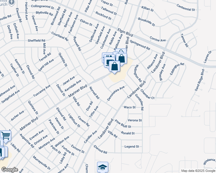 map of restaurants, bars, coffee shops, grocery stores, and more near 4624 Gondolier Road in Spring Hill