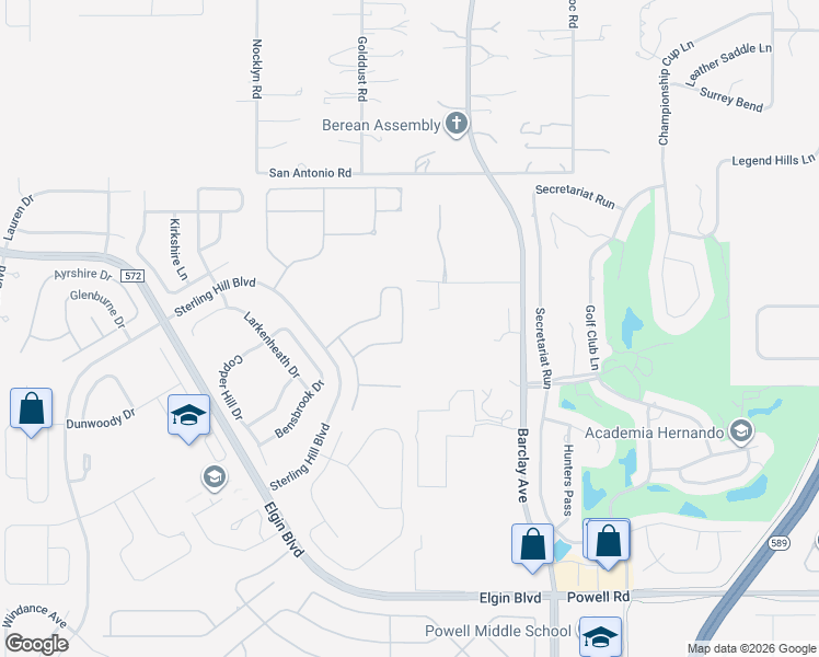map of restaurants, bars, coffee shops, grocery stores, and more near 14831 Edgemere Drive in Spring Hill
