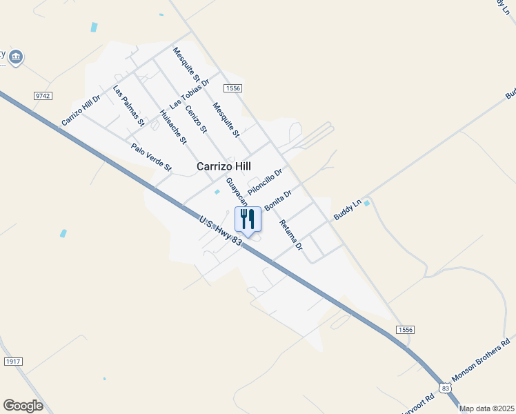 map of restaurants, bars, coffee shops, grocery stores, and more near 149 Guayacan Street in Carrizo Springs
