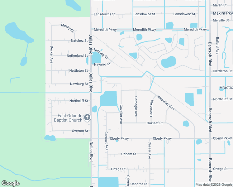 map of restaurants, bars, coffee shops, grocery stores, and more near 3102 Cavalier Avenue in Orlando