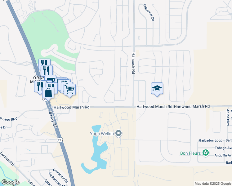 map of restaurants, bars, coffee shops, grocery stores, and more near 4346 Hammersmith Drive in Clermont