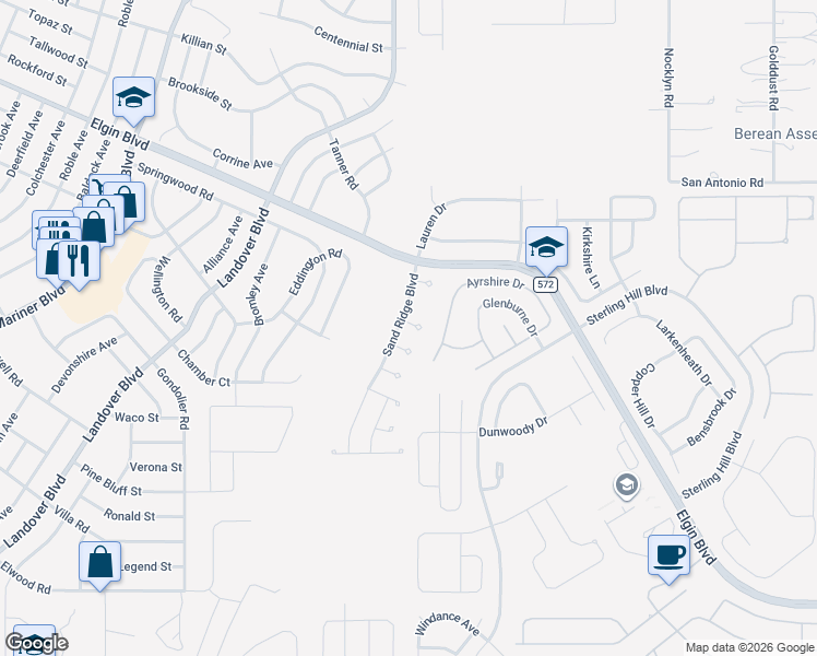 map of restaurants, bars, coffee shops, grocery stores, and more near 12958 Ledgerock Court in Spring Hill
