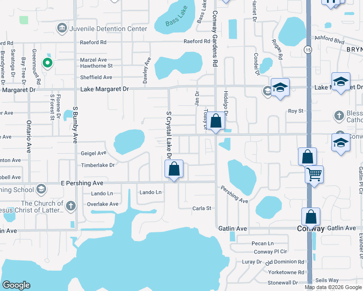 map of restaurants, bars, coffee shops, grocery stores, and more near 3421 Flagan Avenue in Orlando