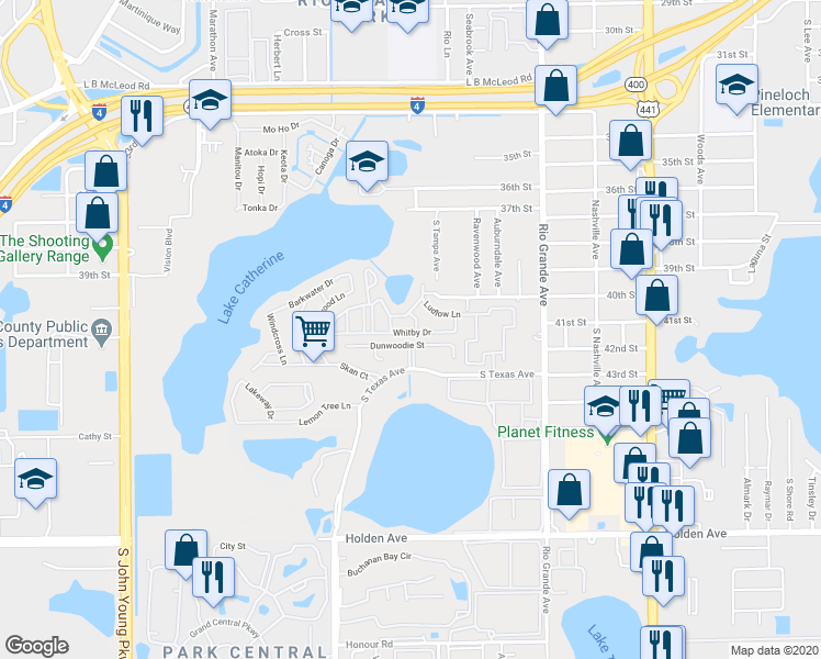 map of restaurants, bars, coffee shops, grocery stores, and more near 4026 Billingsgate Road in Orlando