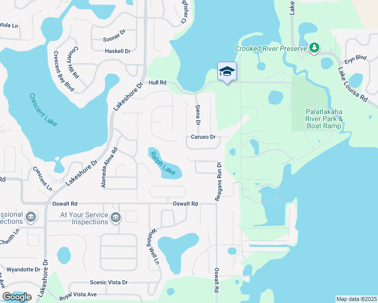 map of restaurants, bars, coffee shops, grocery stores, and more near 10649 Crescendo Loop in Clermont