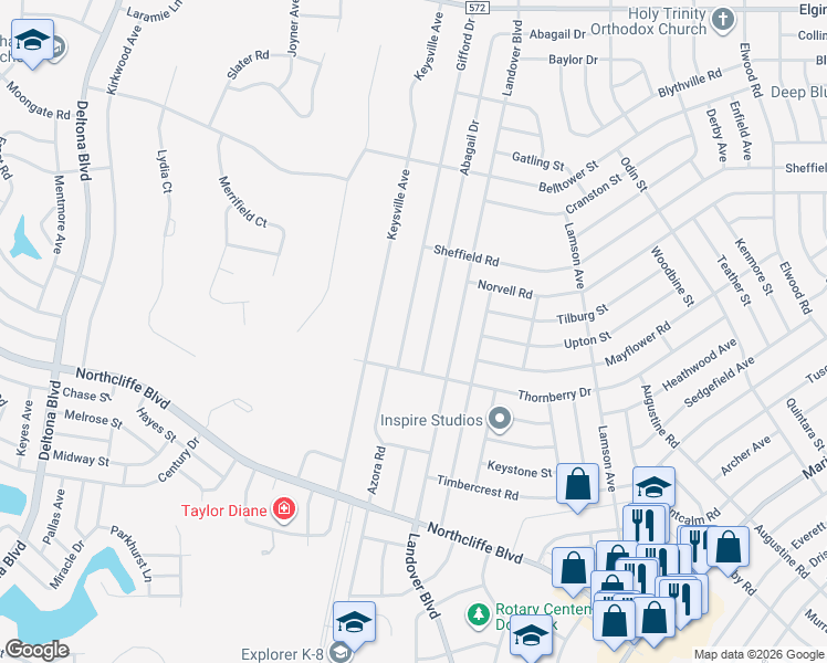 map of restaurants, bars, coffee shops, grocery stores, and more near 10040 Gifford Dr in Spring Hill