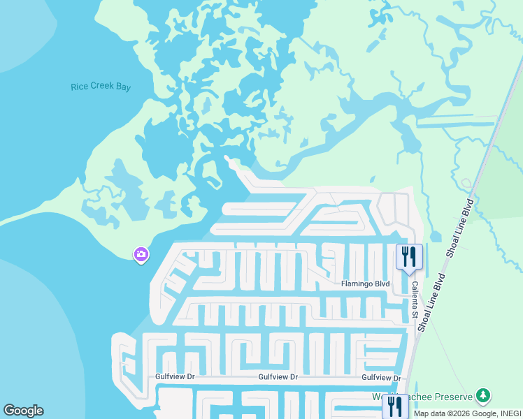 map of restaurants, bars, coffee shops, grocery stores, and more near 3398 Mangrove Drive in Hernando Beach