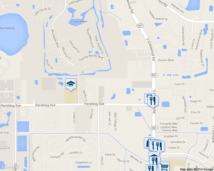 map of restaurants, bars, coffee shops, grocery stores, and more near 3024 Jon Jon Court in Orlando