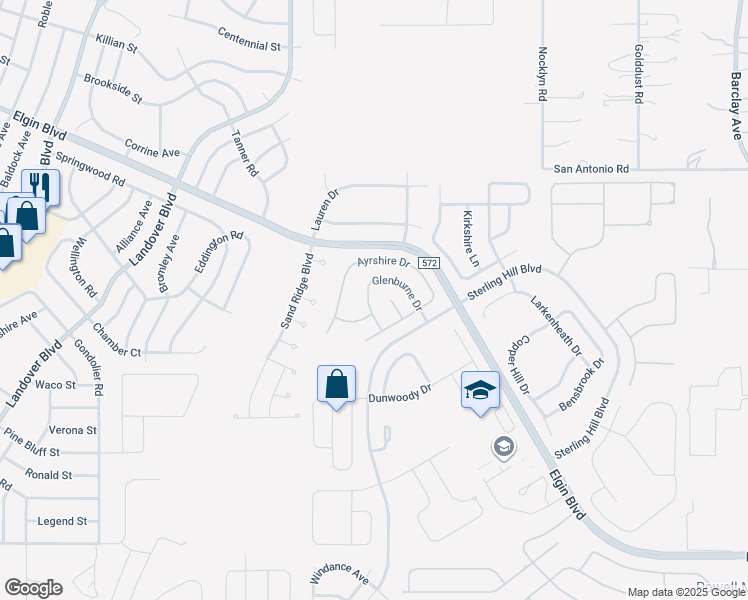 map of restaurants, bars, coffee shops, grocery stores, and more near 4680 Glenburne Drive in Spring Hill