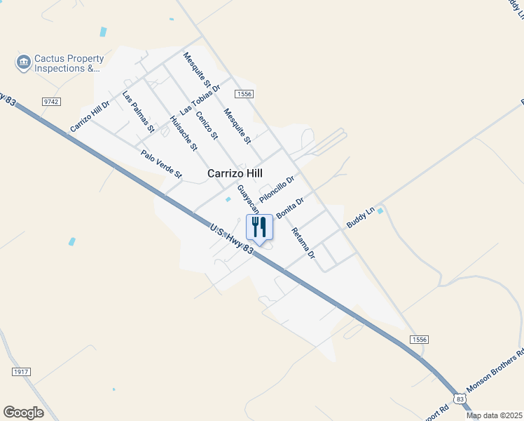 map of restaurants, bars, coffee shops, grocery stores, and more near 149 Guayacan Street in Carrizo Springs