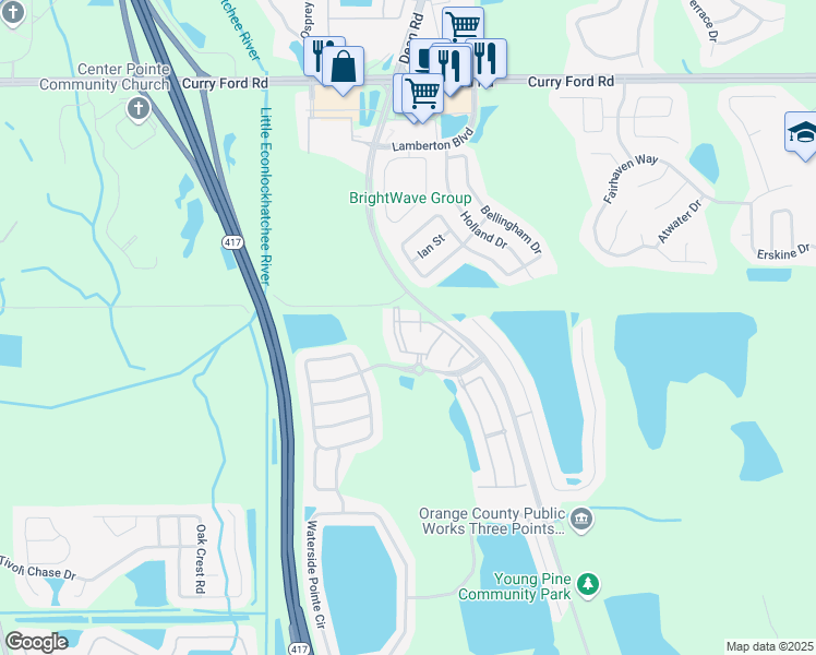 map of restaurants, bars, coffee shops, grocery stores, and more near 10201 Falcon Pine Boulevard in Orlando