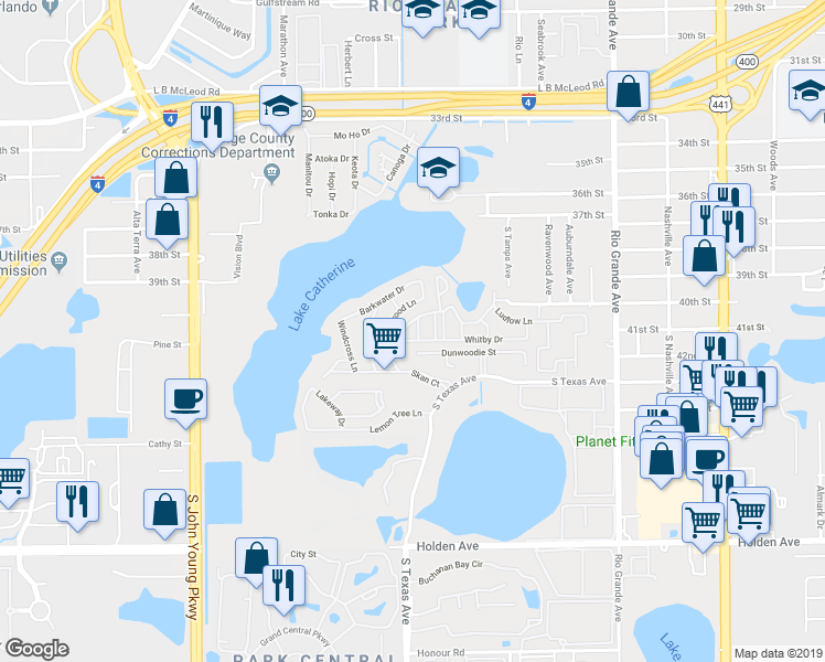 map of restaurants, bars, coffee shops, grocery stores, and more near 1840 Warringwood Drive in Orlando