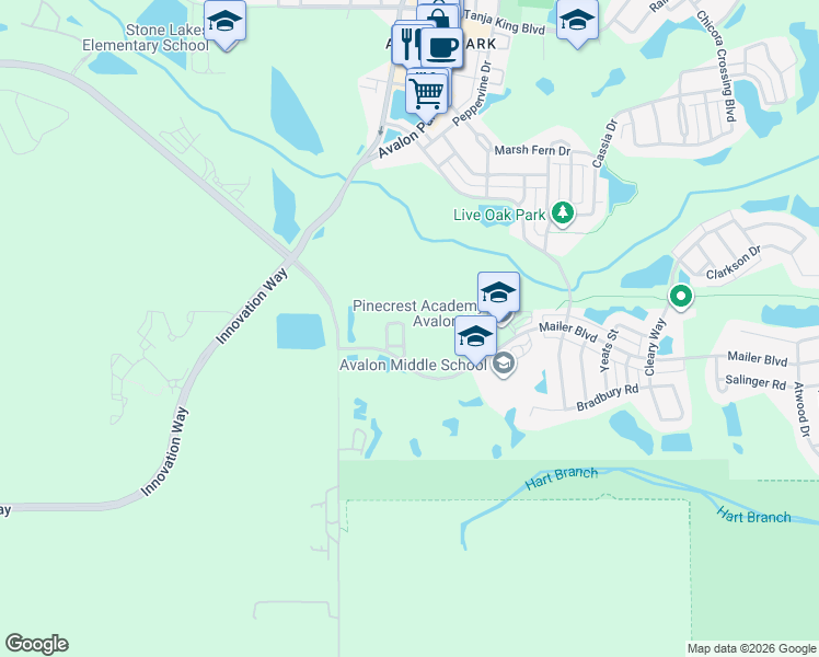 map of restaurants, bars, coffee shops, grocery stores, and more near 4115 Alcott Circle in Orlando