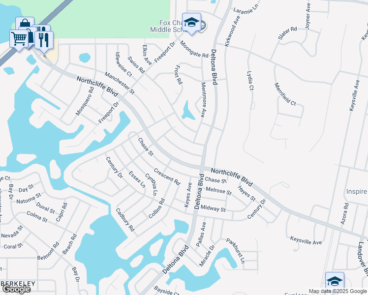 map of restaurants, bars, coffee shops, grocery stores, and more near 9347 Mallard Street in Spring Hill