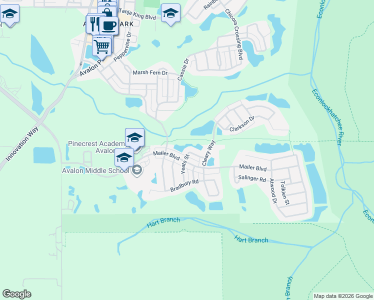 map of restaurants, bars, coffee shops, grocery stores, and more near 4031 Yeats Street in Orlando
