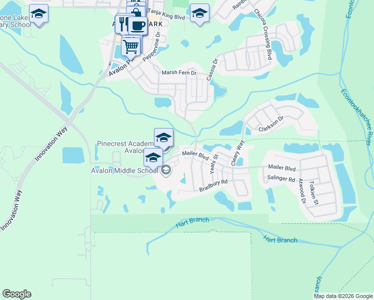 map of restaurants, bars, coffee shops, grocery stores, and more near 14118 Lake Live Oak Drive in Orlando