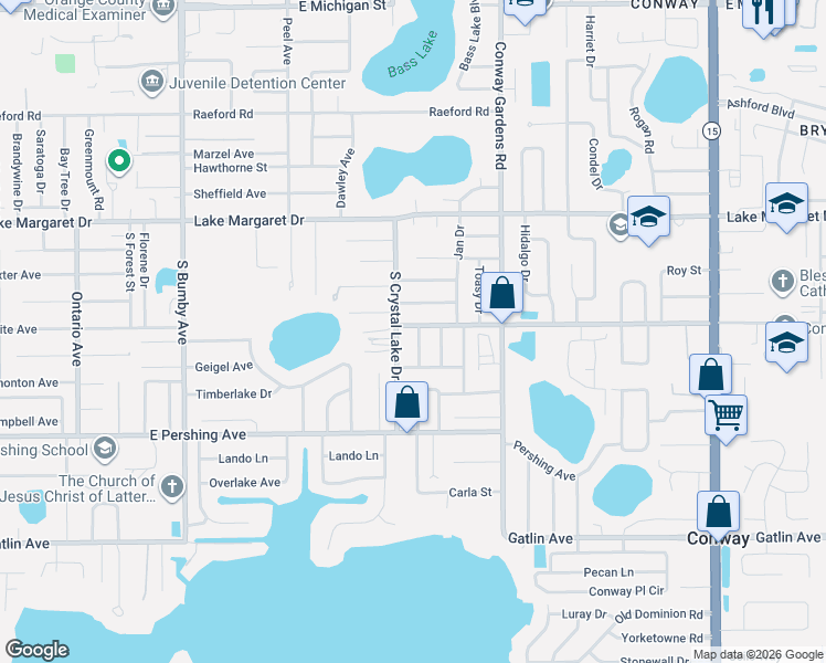 map of restaurants, bars, coffee shops, grocery stores, and more near 3421 Flagan Avenue in Orlando
