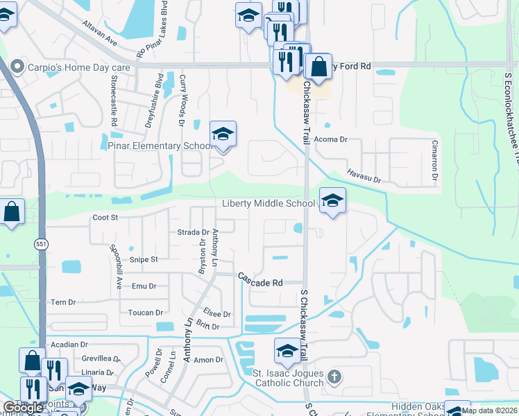 map of restaurants, bars, coffee shops, grocery stores, and more near 8216 Spring Breeze Court in Orlando