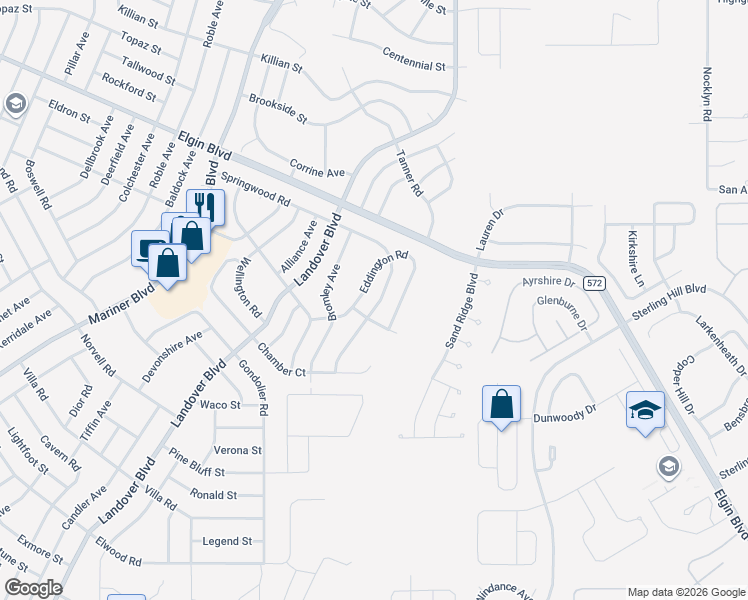map of restaurants, bars, coffee shops, grocery stores, and more near 5033 Springwood Road in Spring Hill