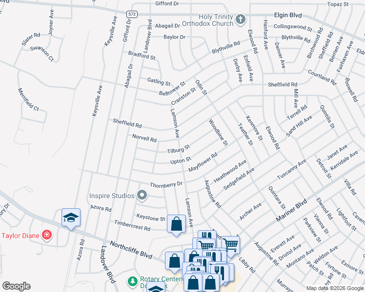 map of restaurants, bars, coffee shops, grocery stores, and more near 11034 Norvell Road in Spring Hill