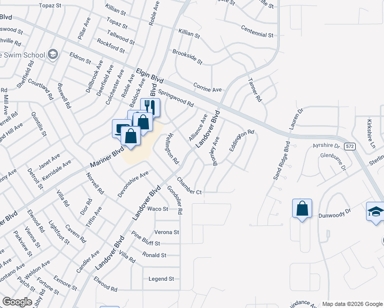 map of restaurants, bars, coffee shops, grocery stores, and more near 5065 Landover Boulevard in Spring Hill