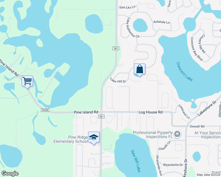 map of restaurants, bars, coffee shops, grocery stores, and more near 10543 Cedar Forest Circle in Clermont