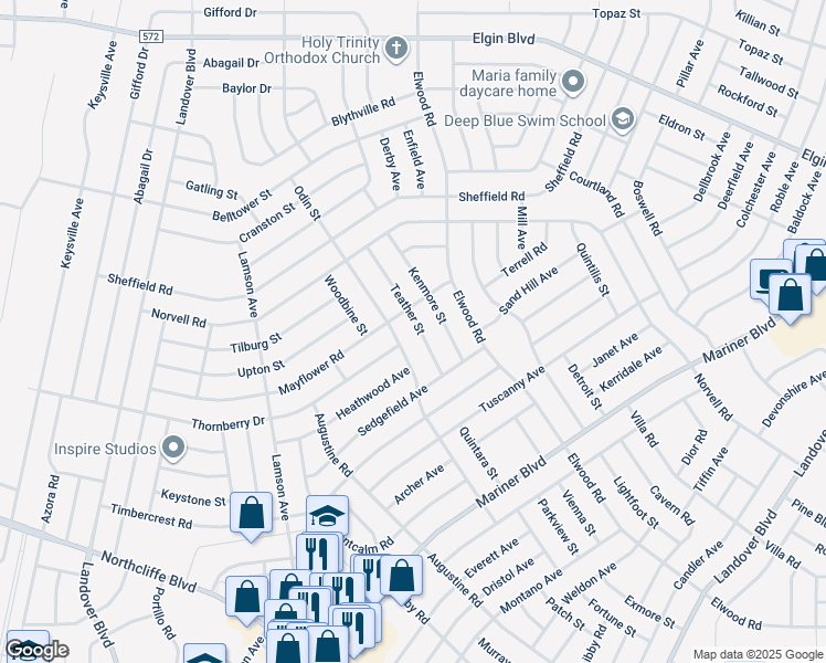 map of restaurants, bars, coffee shops, grocery stores, and more near 5051 Teather Street in Spring Hill