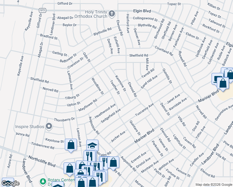 map of restaurants, bars, coffee shops, grocery stores, and more near 5051 Teather Street in Spring Hill