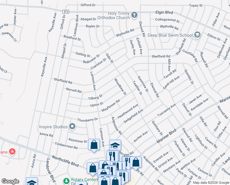 map of restaurants, bars, coffee shops, grocery stores, and more near 11094 Tilburg Street in Spring Hill