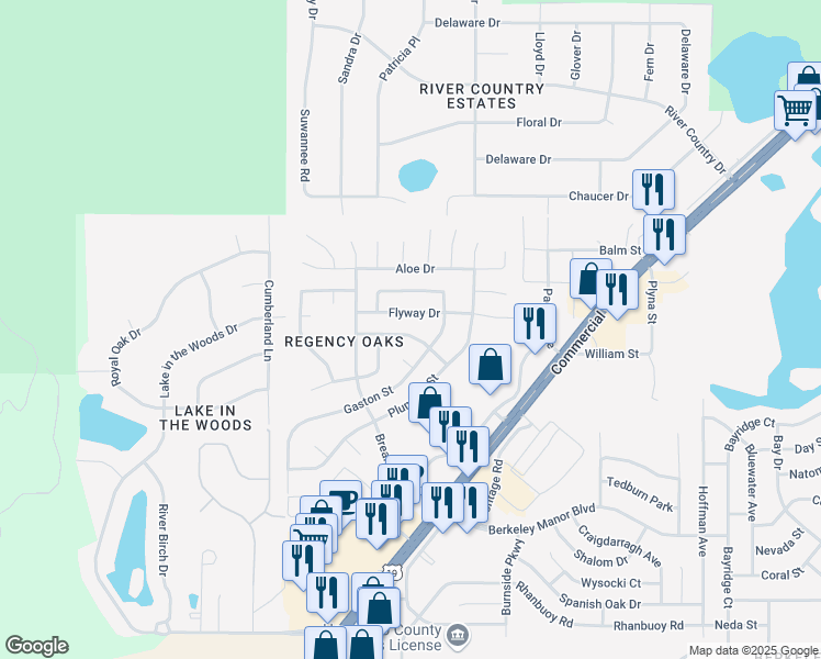 map of restaurants, bars, coffee shops, grocery stores, and more near 7337 Cone Shell Drive in Spring Hill