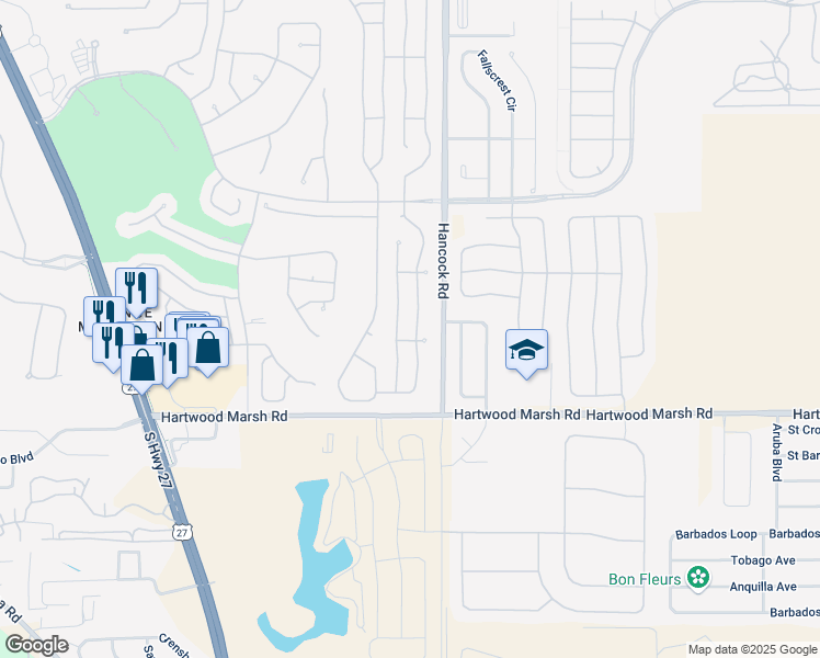 map of restaurants, bars, coffee shops, grocery stores, and more near 4142 Kingsley Street in Clermont
