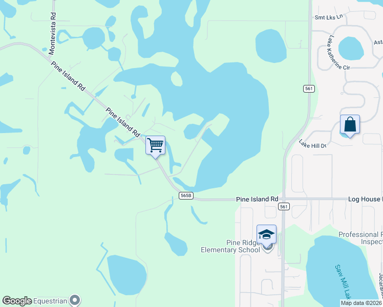 map of restaurants, bars, coffee shops, grocery stores, and more near 10800 Island Grove Road in Clermont
