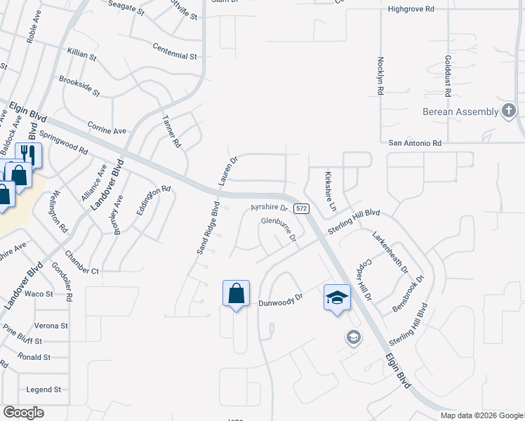 map of restaurants, bars, coffee shops, grocery stores, and more near 4990 Ayrshire Drive in Spring Hill