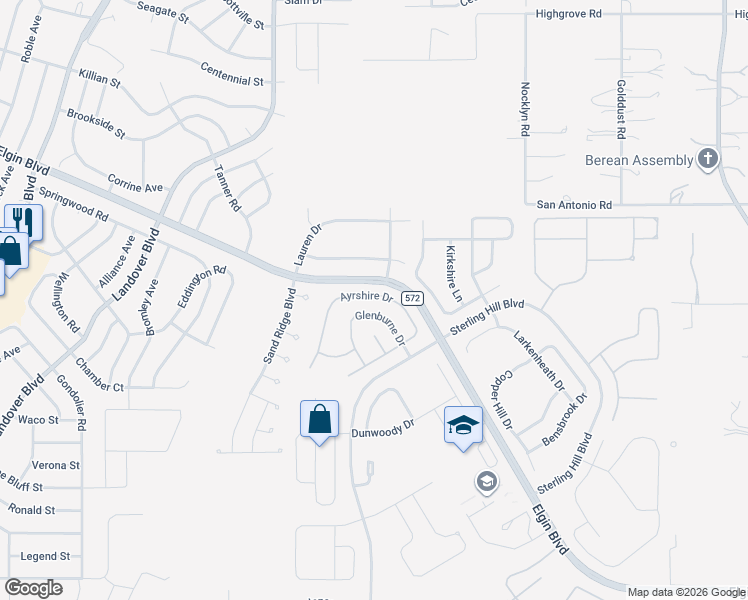 map of restaurants, bars, coffee shops, grocery stores, and more near 5082 Ayrshire Drive in Spring Hill