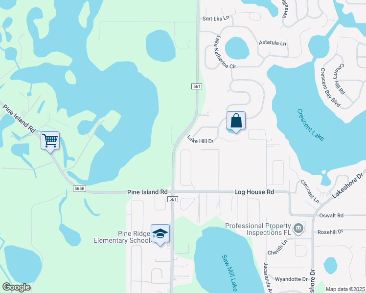 map of restaurants, bars, coffee shops, grocery stores, and more near 10604 Cedar Forest Circle in Clermont