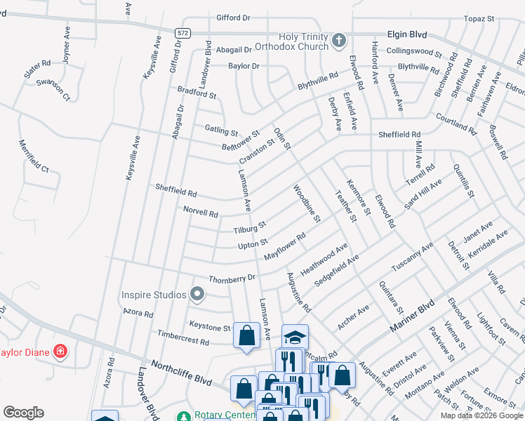 map of restaurants, bars, coffee shops, grocery stores, and more near 11034 Norvell Road in Spring Hill