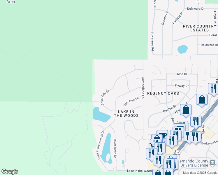 map of restaurants, bars, coffee shops, grocery stores, and more near 7353 Dogwood Crescent in Spring Hill