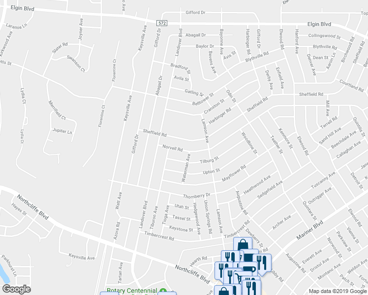 map of restaurants, bars, coffee shops, grocery stores, and more near 10439 Norvell Road in Spring Hill