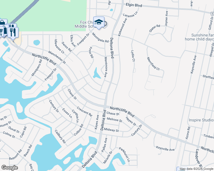 map of restaurants, bars, coffee shops, grocery stores, and more near 5099 Deltona Boulevard in Spring Hill