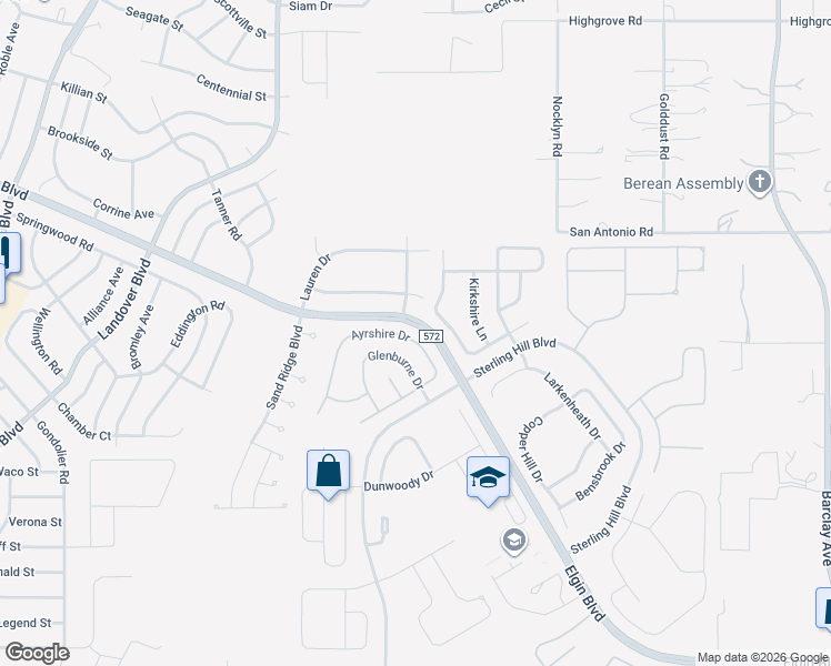 map of restaurants, bars, coffee shops, grocery stores, and more near 5187 Ayrshire Drive in Spring Hill