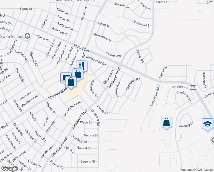 map of restaurants, bars, coffee shops, grocery stores, and more near 5065 Landover Boulevard in Spring Hill