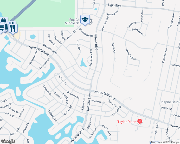 map of restaurants, bars, coffee shops, grocery stores, and more near 5100 Mentmore Avenue in Spring Hill