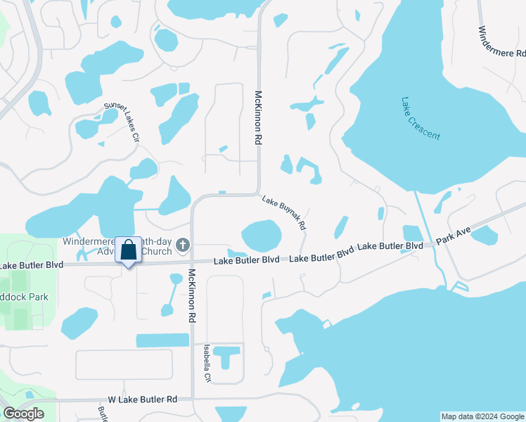 map of restaurants, bars, coffee shops, grocery stores, and more near 3606 Lake Buynak Road in Windermere
