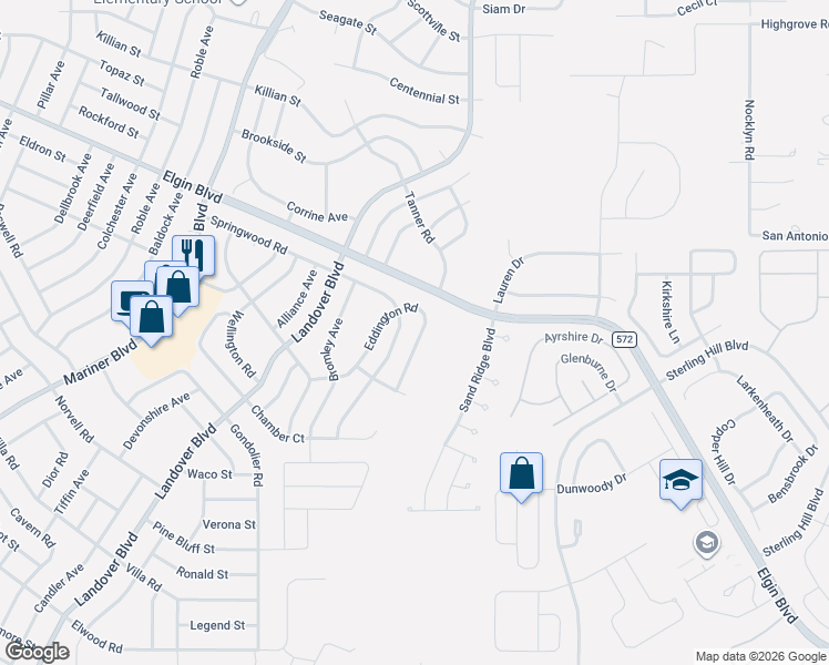 map of restaurants, bars, coffee shops, grocery stores, and more near 12624 Eddington Road in Spring Hill
